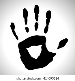 Paint human hand or hand print isolated on white background