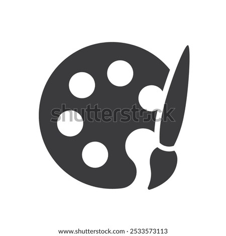 Paint icon collection. Paint brush, color palette icons. Set with drawing symbols on white background - stock vector.