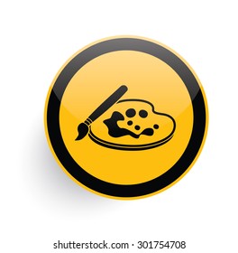Paint icon design on yellow button background,clean vector