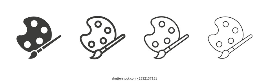 Icono de pintura en relleno y tres tamaños de trazo