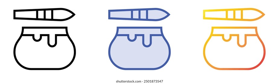 Icono de pintura. Lineal, relleno azul y diseño de estilo degradado aislado sobre fondo blanco
