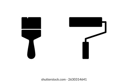 Diseño de logotipo de icono de pintura. signo y símbolo de pincel de pintura. Vector de icono de rodillo de pintura