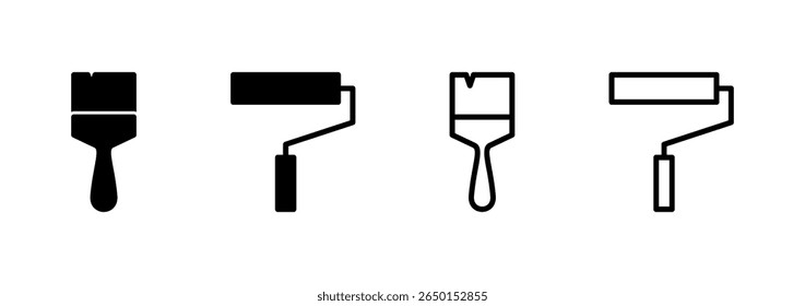 Paint icon logo design. paint brush sign and symbol. paint roller icon vector
