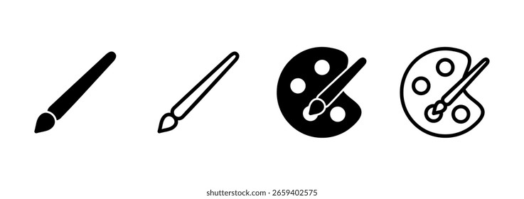 Pintar ícone logotipo design. pintar símbolo e sinal de pincel. pinta ícone rolo vetor