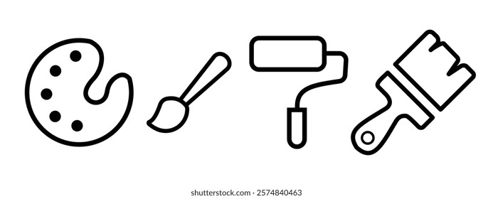 Paint icon outline vector. paint brush sign and symbol. paint roller icon vector