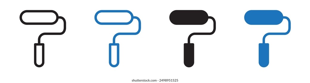 Paint icon Outline vector line set