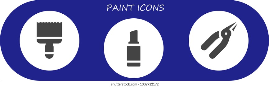  paint icon set. 3 filled paint icons.  Simple modern icons about  - Paint brush, Lipstick, Pliers