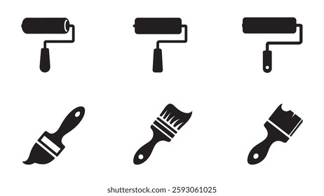 Paint icon set. paint brush sign and symbol. paint roller icon vector