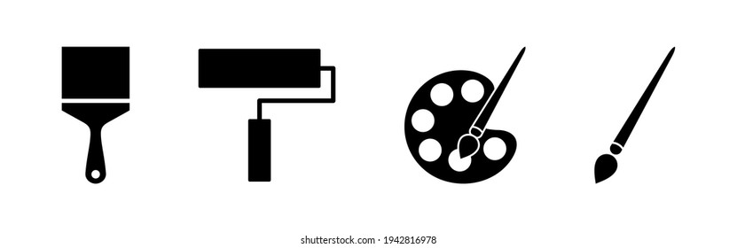 Pintar conjunto de iconos. vector de icono de pincel. vector de icono de rodillo de pintura