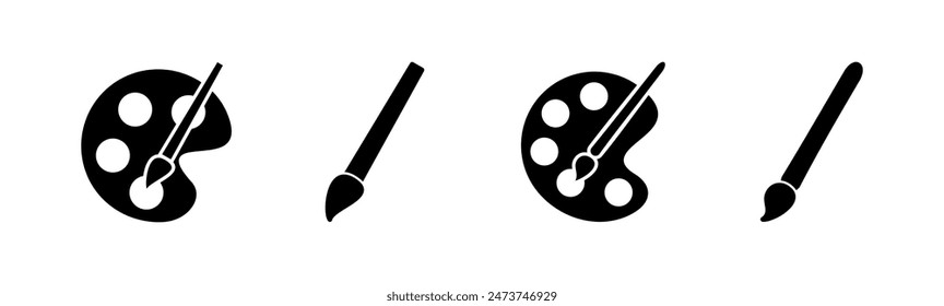 Paint icon set. paint brush icon vector. paint roller icon vector