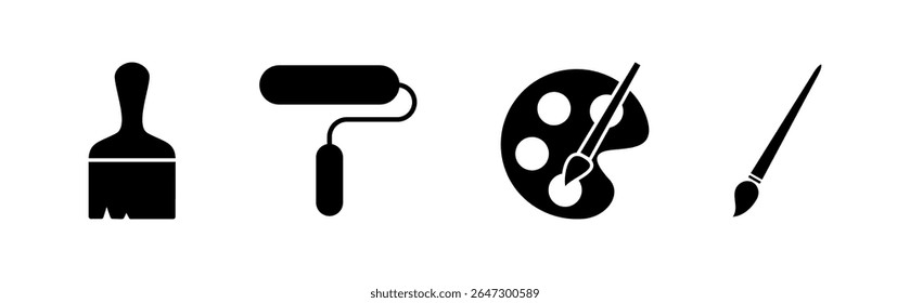 Paint icon set. paint brush icon vector. paint roller icon vector
