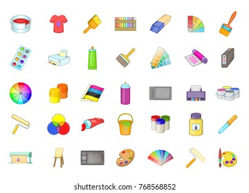 Paint icon set. Cartoon set of paint vector icons for your web design isolated on white background