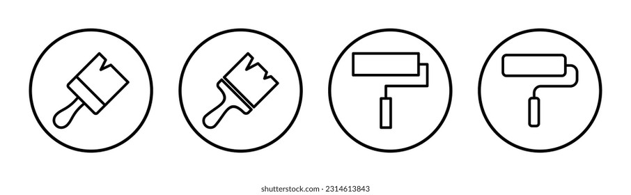 Paint icon set illustration. paint brush sign and symbol. paint roller icon vector