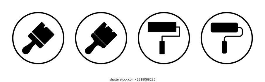 Paint Symbol Set Illustration. Malpinselzeichen und Symbol. Farbrollensymbol-Vektorgrafik