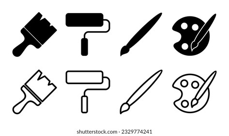Paint icon set illustration. paint brush sign and symbol. paint roller icon vector