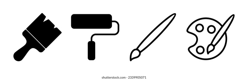 Paint icon set illustration. paint brush sign and symbol. paint roller icon vector