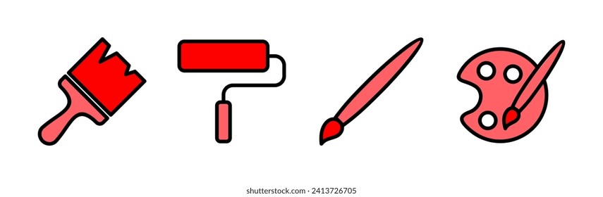 Paint icon set illustration. paint brush sign and symbol. paint roller icon vector