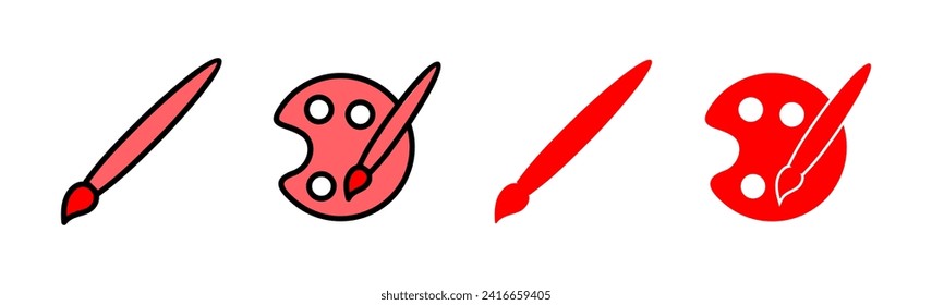 Dibujar ilustración de conjunto de iconos. símbolo y signo de pincel. vector de icono de rodillo de pintura