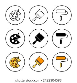 Paint icon set vector. paint brush sign and symbol. paint roller icon vector