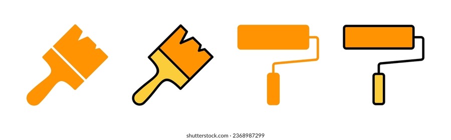 Paint icon set for web and mobile app. paint brush sign and symbol. paint roller icon vector