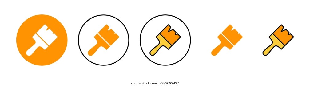 Pintar conjunto de iconos para la aplicación web y móvil. símbolo y signo de pincel. vector de icono de rodillo de pintura