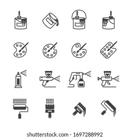 conjunto de iconos de pintura/Diseño de conjunto de iconos planos, conjunto de iconos vectoriales de línea de salida para el diseño.