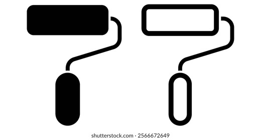 Paint icon vector. paint brush sign and symbol. paint roller icon vector. roller icon in filled and outlined style, symbol. Brush, color, repaint, renovation. isolated on white background. Eps 10