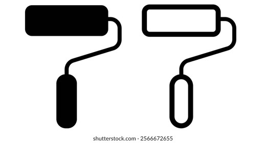 Paint icon vector. paint brush sign and symbol. paint roller icon vector. roller icon in filled and outlined style, symbol. Brush, color, repaint, renovation. isolated on white background. Eps 10