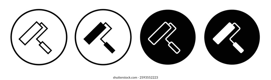 Paint icon vector. paint brush sign and symbol. Paint roller icon flat line symbol set. Paint roller icon on light background
