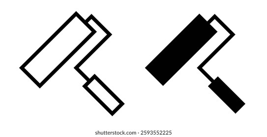 Paint icon vector. paint brush sign and symbol. Paint roller icon flat line symbol set. Paint roller icon on light background
