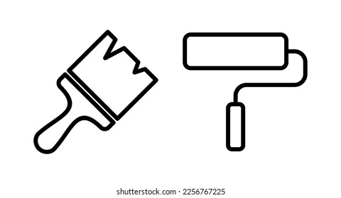 Dibujar ilustración vectorial de icono. símbolo y signo de pincel. vector de icono de rodillo de pintura
