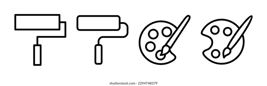 Dibujar ilustración vectorial de icono. símbolo y signo de pincel. vector de icono de rodillo de pintura