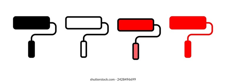 Ilustración vectorial de icono de pintura. signo y símbolo de pincel. vector de icono de rodillo de pintura