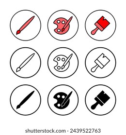 Ilustración vectorial de icono de pintura. signo y símbolo de pincel. vector de icono de rodillo de pintura