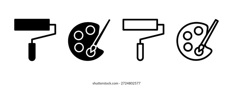 Pintar ícone ilustração de vetor. pintar símbolo e sinal de pincel. pintar ícone de rolo vetor