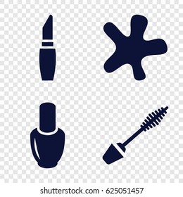 Paint icons set. set of 4 paint filled icons such as nail polish, mascara, lipstick