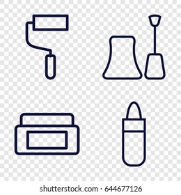 Paint icons set. set of 4 paint outline icons such as cream box, lipstick, nail polish