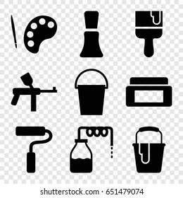 Paint icons set. set of 9 paint filled icons such as canister, cream box, nail polish, paint bucket, bucket