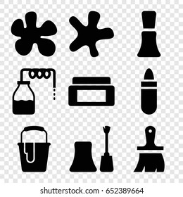 Paint icons set. set of 9 paint filled icons such as canister, cream box, lipstick, nail polish, splash, brush, paint bucket