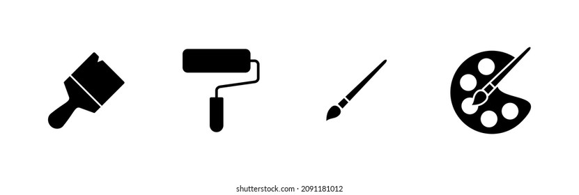 Paint icons set. paint brush sign and symbol. paint roller icon vector
