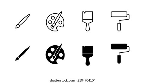 Paint icons set. paint brush sign and symbol. paint roller icon vector