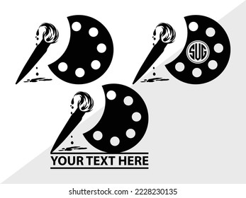 Paint Icons Set Monogram Printable Vector Illustration