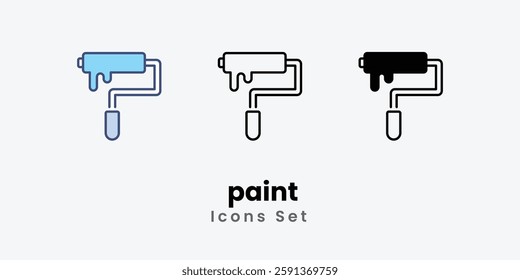 paint Icons set thin line and glyph vector icon illustration