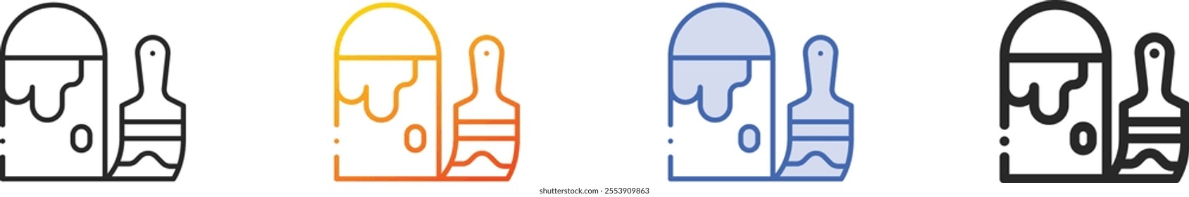 paint icon.Thin Linear, Gradient, Blue Stroke and bold Style Design Isolated On White Background