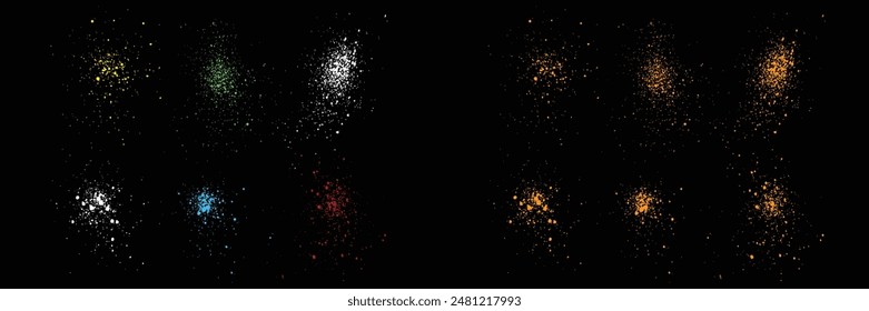 Paint illustration set of brush stroke white, green, blue, red, yellow color splatter vector collection