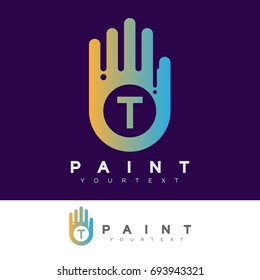 paint initial Letter T Logo design