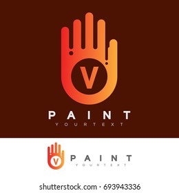 paint initial Letter V Logo design