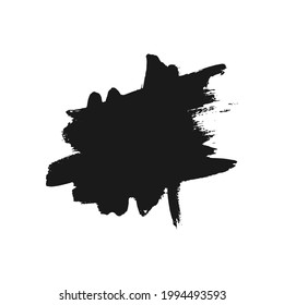 pinta o mancha de tinta y salpicar sobre fondo blanco. Marco dibujado a mano redonda. Afiche de grano negro y blanco. Mancha. Cartel sucio del vector.  