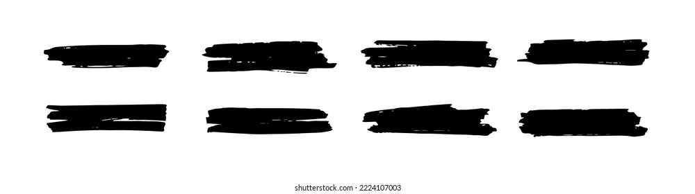 Farbige Pinselstrichelemente. Solide Linien, Vektorgrafik.