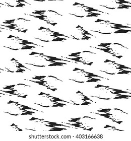 Paint ink brush torn strokes white vector seamless pattern. Artistic monochrome black and white stains and swabs in abstract manner.